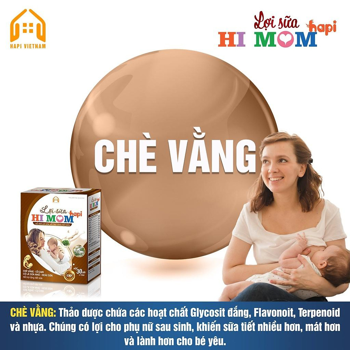 Lợi sữa Hi Mom Hapi- Sữa nhiều hơn, thơm hơn, đặc hơn, mát hơn, thông tắc tia sữa