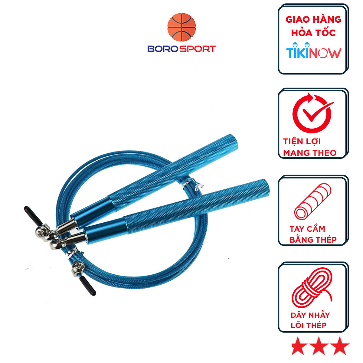 Dây nhảy lõi thép, tay cầm hợp kim nhôm, bền bỉ dẻo dai Cleacco