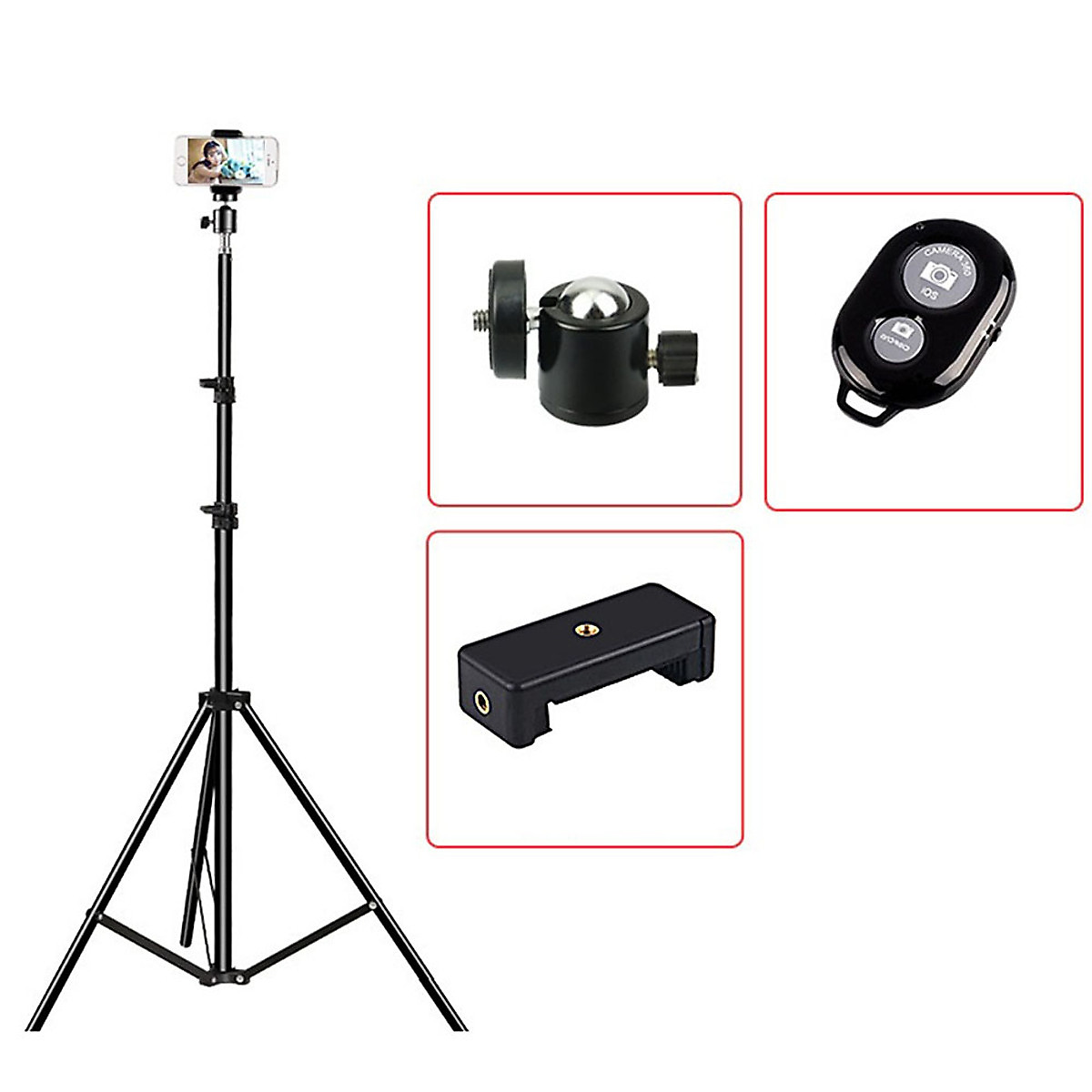 Chân đế điện thoại, máy ảnh dùng để livestream, chụp ảnh, quay tiktok, kiêm gắn đèn livestream , tặng kèm remote bluetooth - Hàng chính hãng