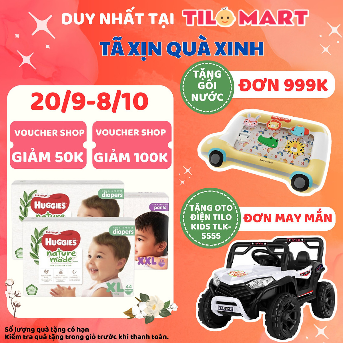 Tã dán/quần Huggies Platinum Nature Made size NB60/S82/M64/L54/XL44/M58/L44/XL38/XXL26 tặng đồ chơi Toyshouse (ngẫu nhiên)