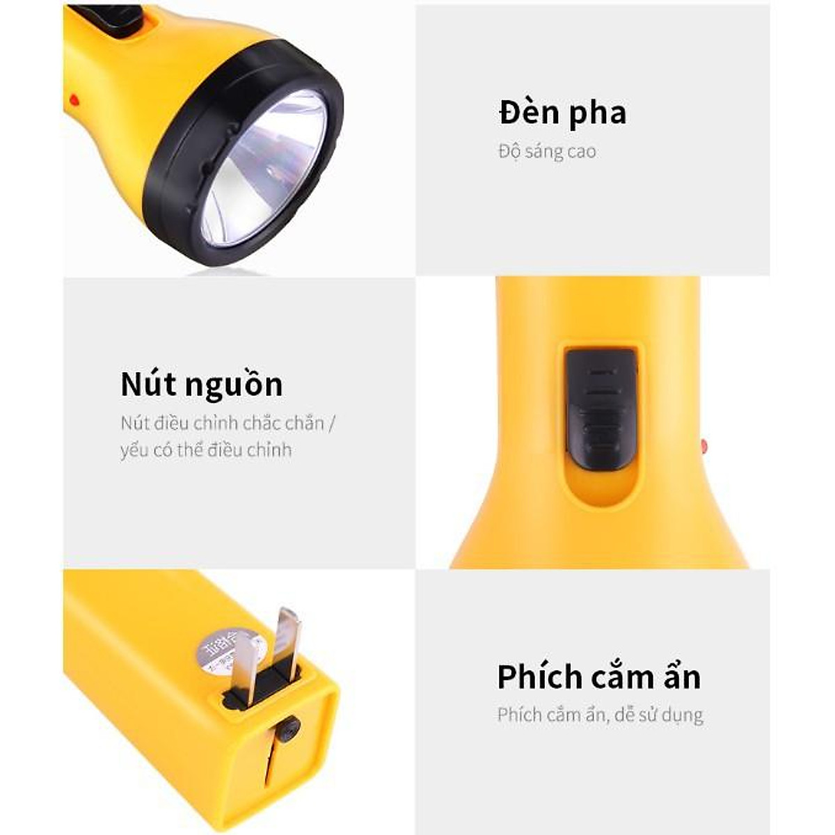Đèn pin sạc đa năng Deli - màu xanh/ vàng- 1 chiếc - 3662 - Đèn pin