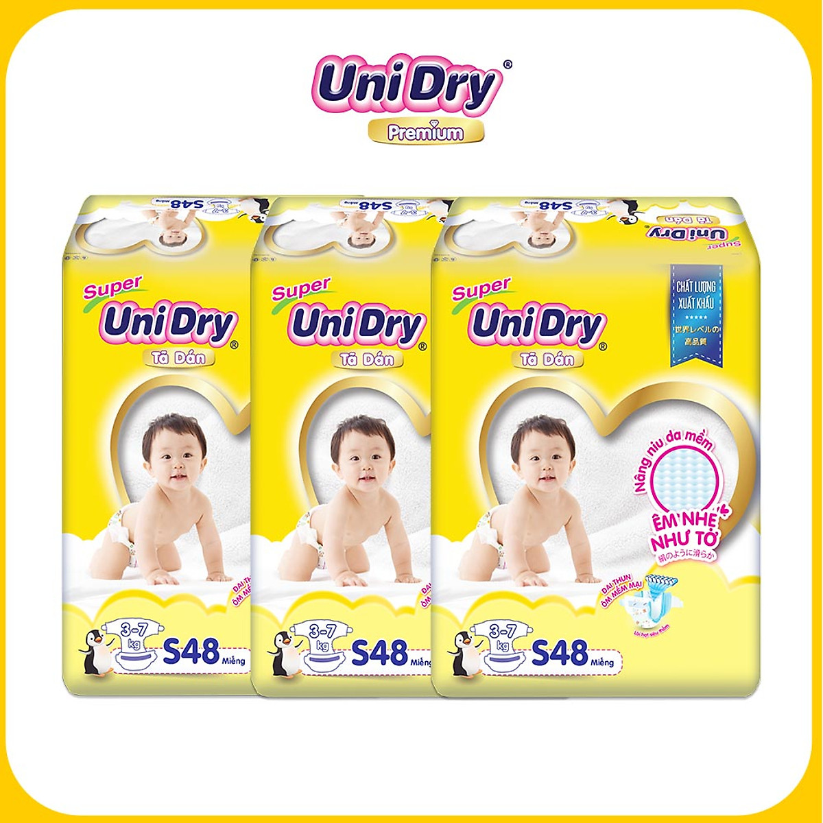 Combo 3 tã dán UniDry size S48-M42-L38-XL34