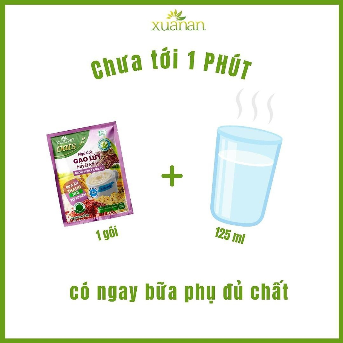 Ngũ Cốc Gạo Lứt Huyết Rồng Xuân An [ít đường] Túi 400G {25g*16 gói}(Tặng Kèm 1 Túi Yến Mạch 150G)
