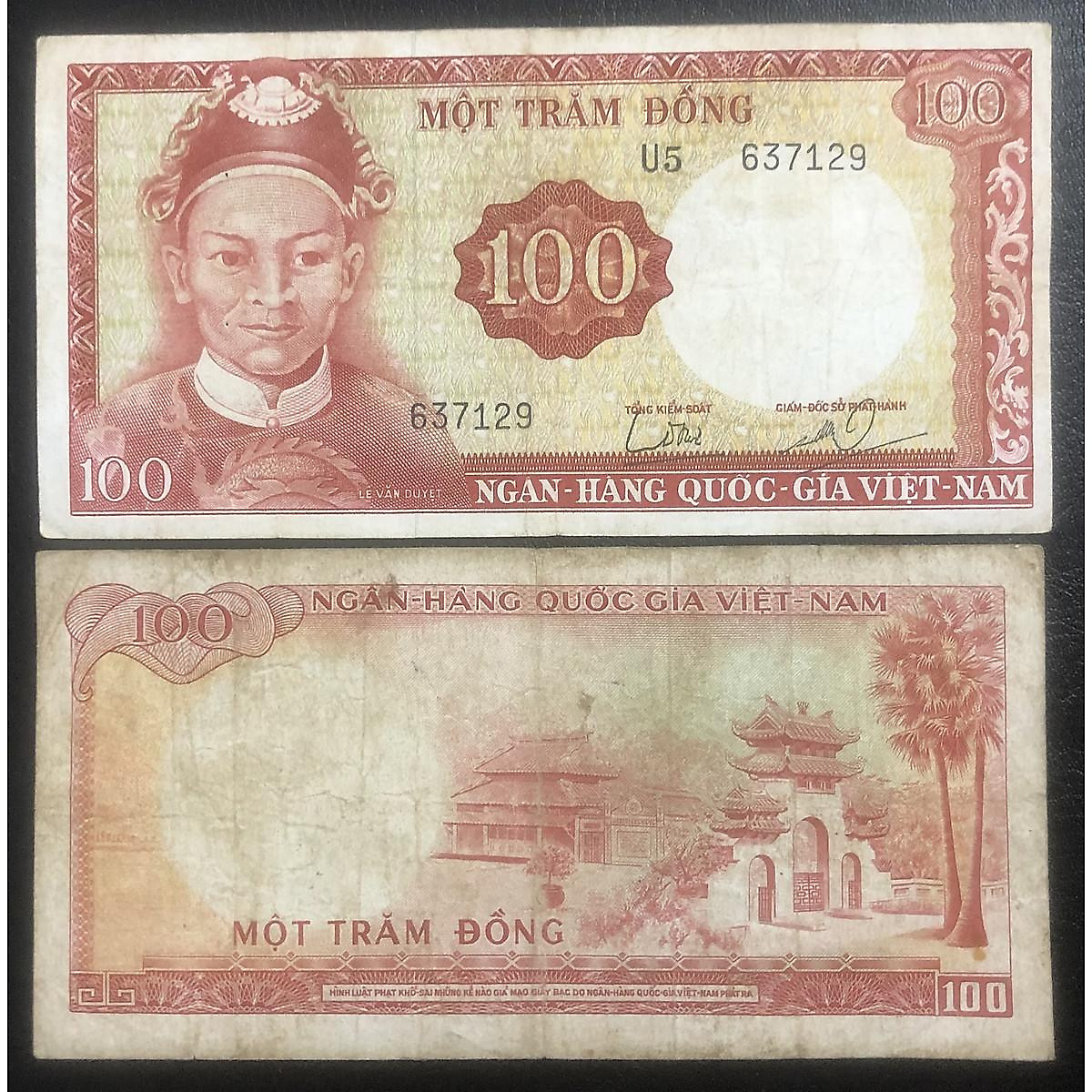 Tiền cổ in hình ảnh cụ Lê Văn Duyệt Việt Nam, tờ 100 đồng sưu tầm,