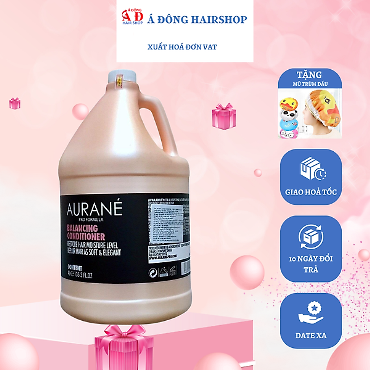 [+Tặng mũ trùm] Dầu xả tóc siêu mềm mượt Aurane Balancing Conditioner [dạng can 4L] chuyên nghiệp cho Salon