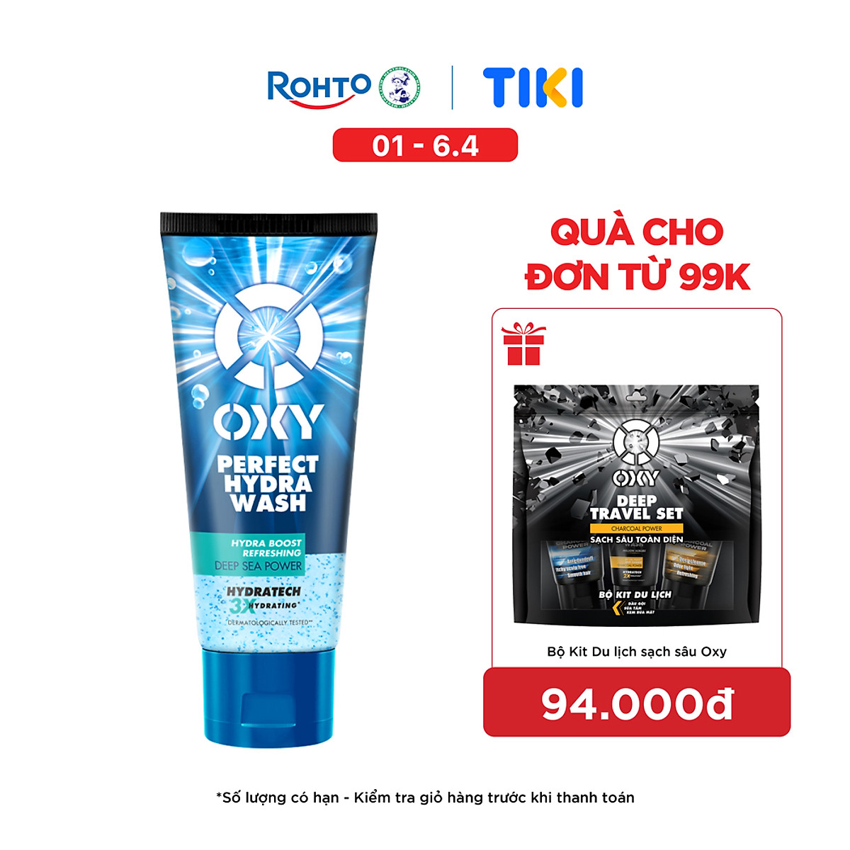 Sữa rửa mặt cho nam Oxy sạch sâu sảng khoái dưỡng ẩm dạng gel Oxy Perfect Hydra Wash 100g