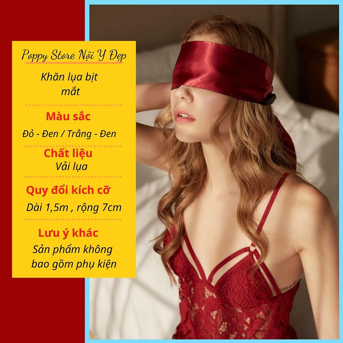 ️khăn Lụa Che Mắt️ Băng đô Bịt Mắt Sexy Chất Thun Lụa 2 mặt Đỏ-Đen/Trắng-Đen - Có Thể Kết Hợp Với Bất Kì Váy Ngủ Nào