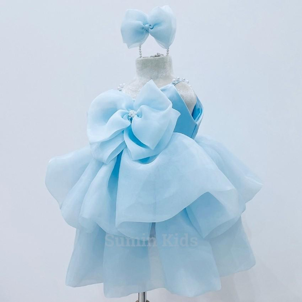 Mua Váy Công Chúa Cho Bé 1 Tuổi Mẫu Đầm Công Chúa Cho Bé Gái Nơ Chéo Xòe  Đẹp Cho Bé Yêu Sumin Kids - Xanh,4 (16 -19)Kg Tại Thời Trang Trẻ
