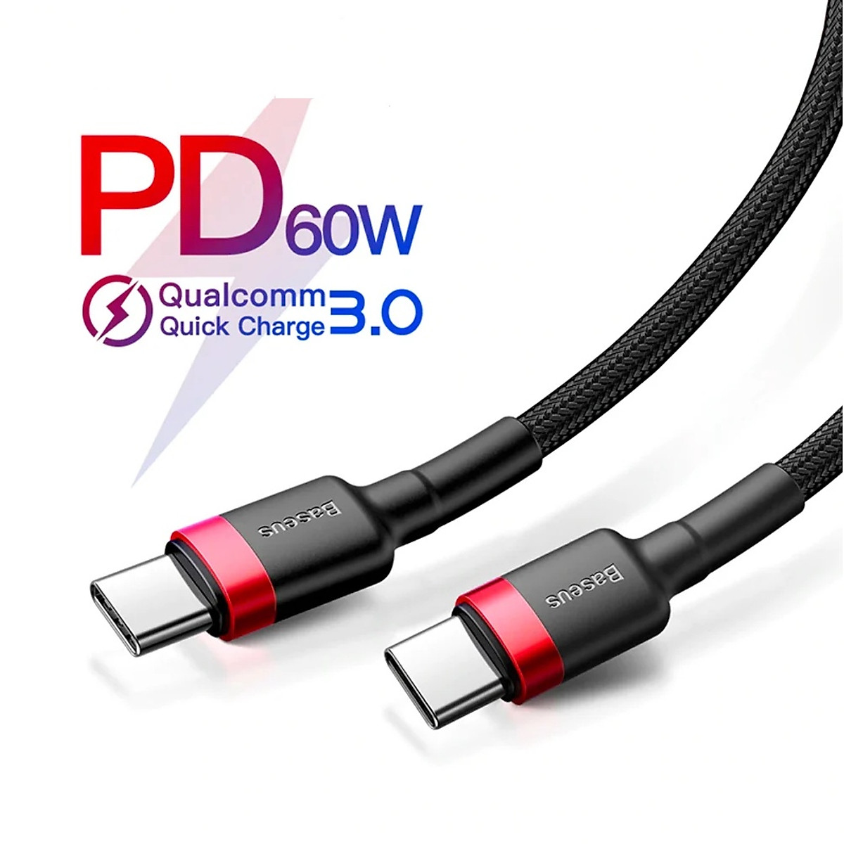 Dây cáp sạc nhanh Type-C truyền data tốc độ cao Baseus Cafule Type C to Type C PD cho Smartphone / Tablet / Macbook / Laptop Type C dài 1M (3A, 60W, Sạc nhanh PD, Sạc nhanh QC 4.0 Quick Charge) - hàng chính hãng
