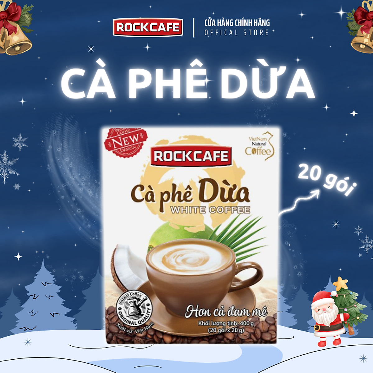 Cà phê dừa ROCKCAFE (Hộp 20 gói)
