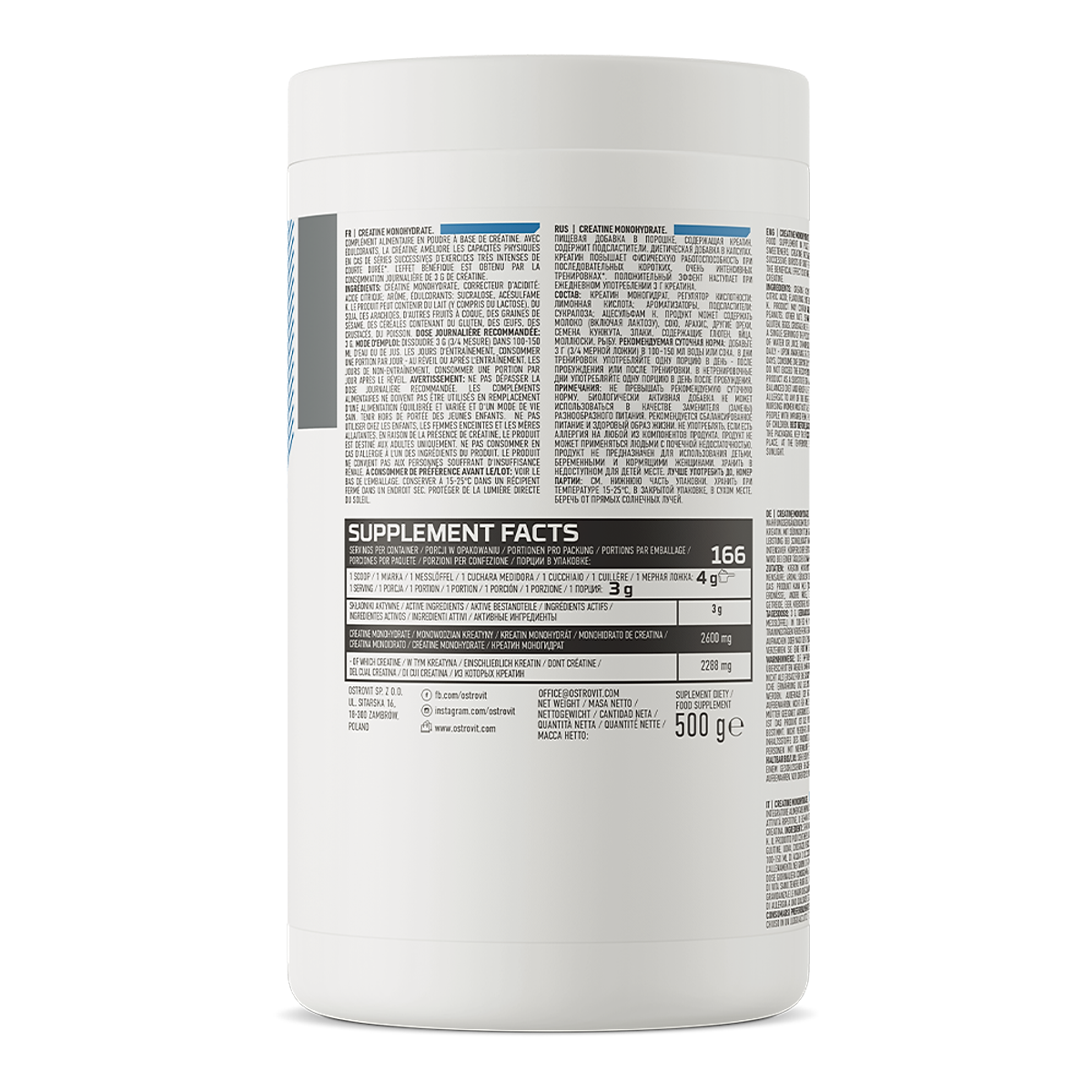 Creatine Monohydrate - Ostrovit (300g, 500g) Tăng Cơ, Tăng Sức Mạnh & Hiệu Suất Tập Luyện