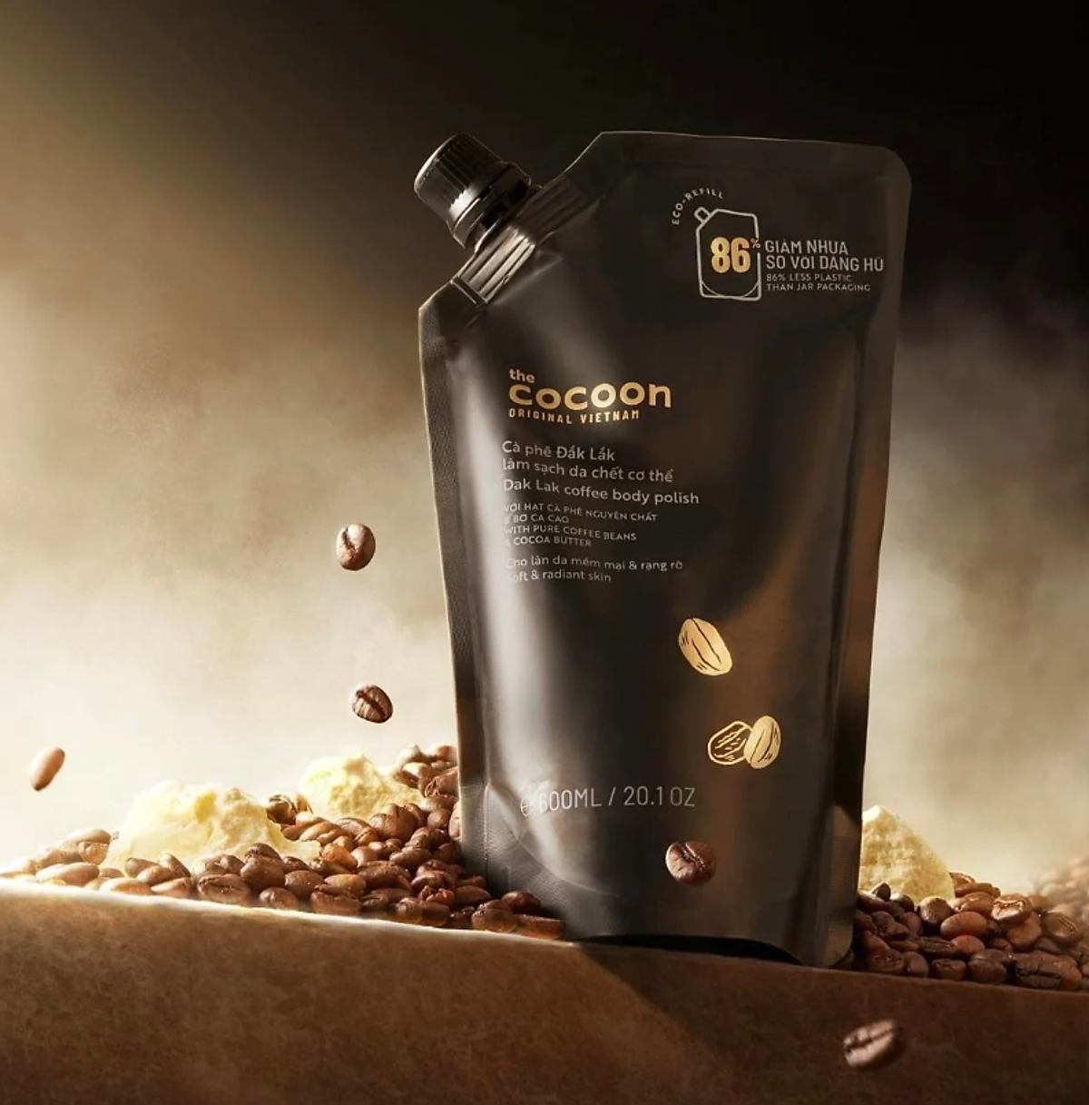 Tẩy da chết cơ thể cà phê Dăk Lăk Cocoon - Túi refill 600ml