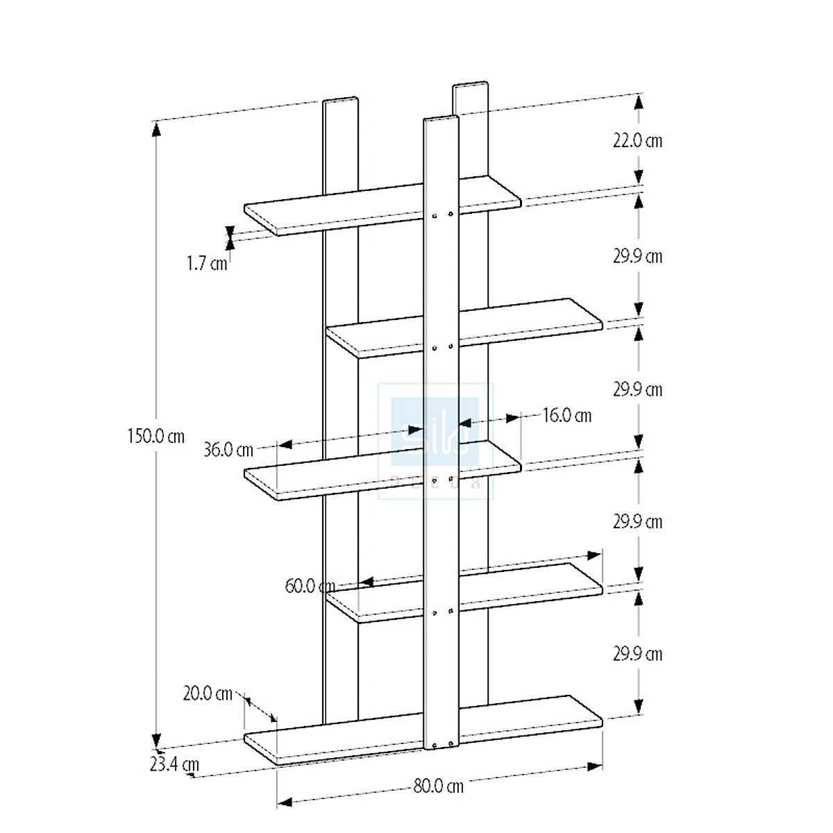Kệ Sách Di Động 5 Tầng Đơn Giản KS284