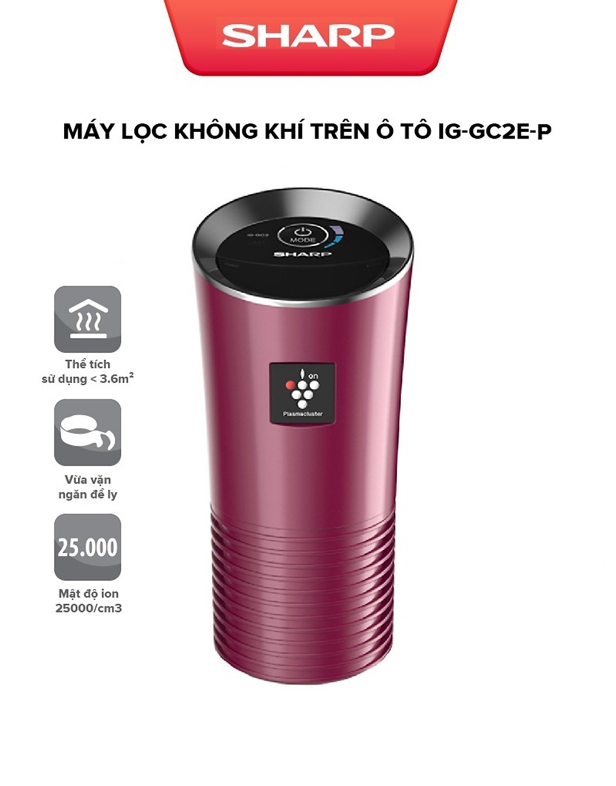 Máy Lọc Không Khí Cho Xe Hơi Sharp IG-GC2E-P Hàng chính hãng