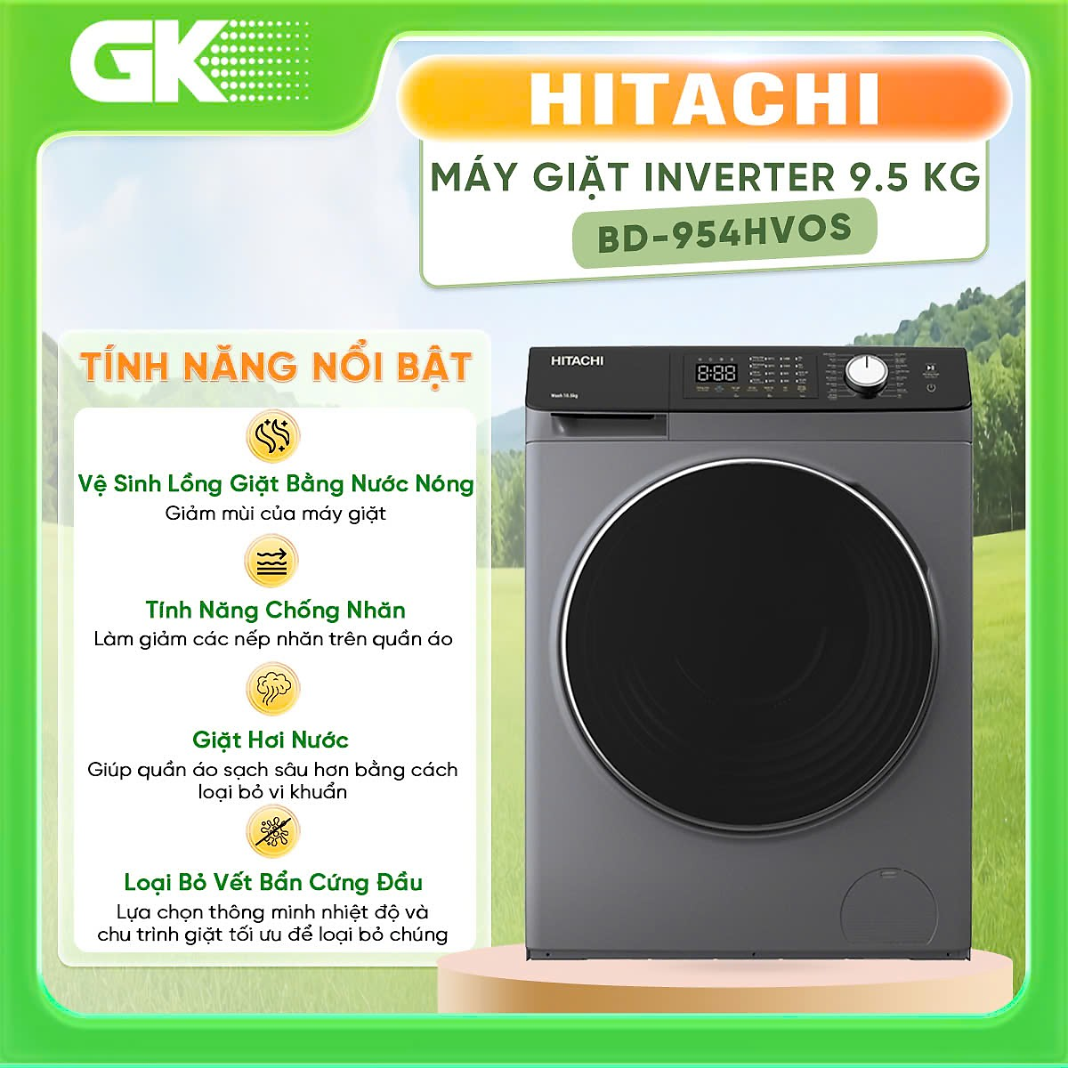 MÁY GIẶT CỬA TRƯỚC HITACHI BD-954HVOS - HÀNG CHÍNH HÃNG