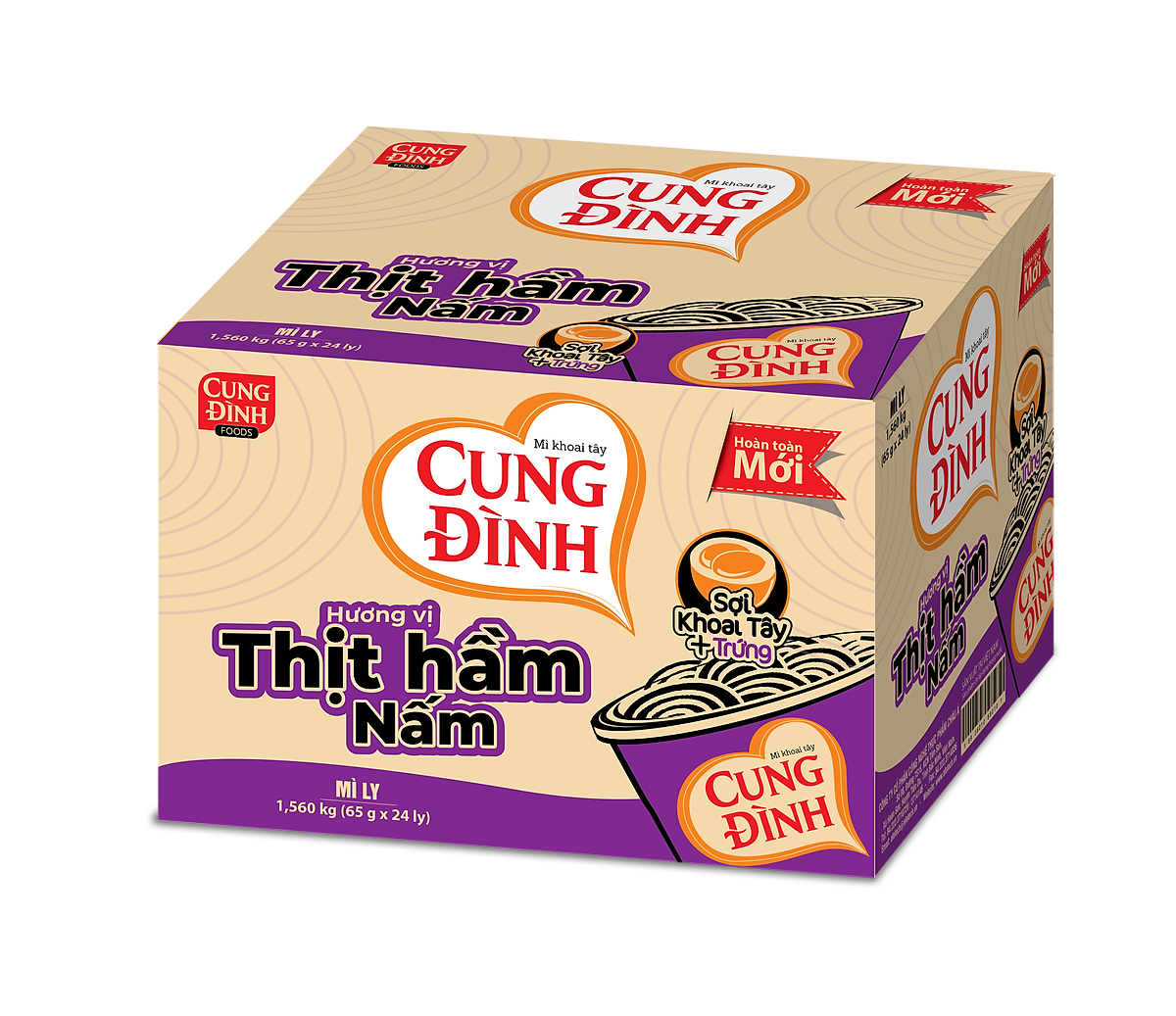 Thùng 24 Ly Mì Khoai Tây Cung Đình Hương Vị Thịt Hầm Nấm