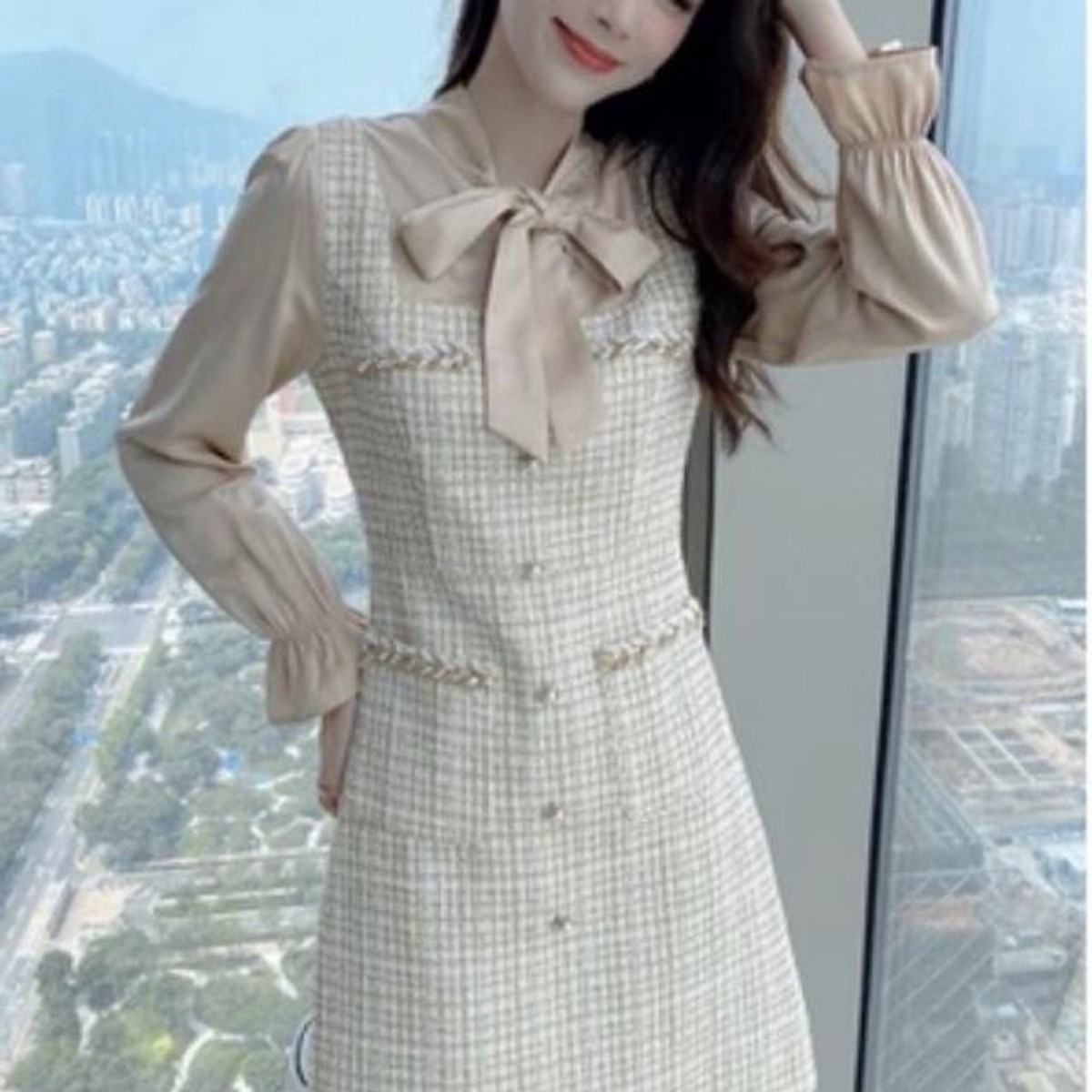 3BJ229  BỘ CHÂN VÁY  ÁO KHOÁC DẠ TWEED  Nefertiti Fashion