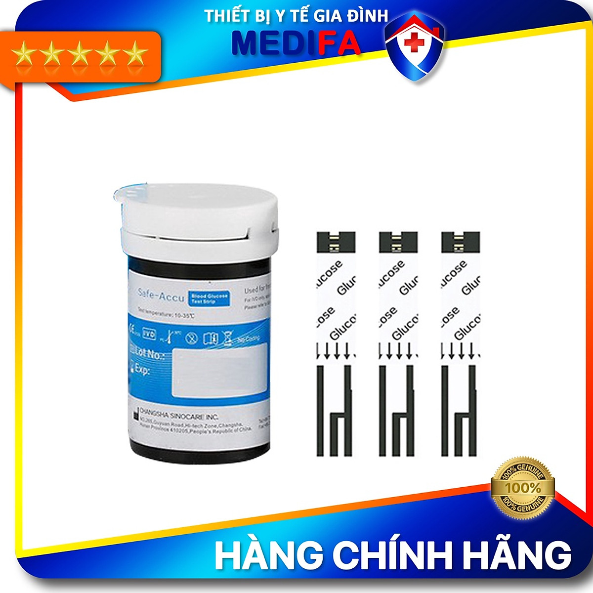 Hộp 50 Que Thử Đường Huyết Sinocare Safe-Accu Kèm 50 Kim Chích Máu, Chuẩn Chính Hãng, Date Dài