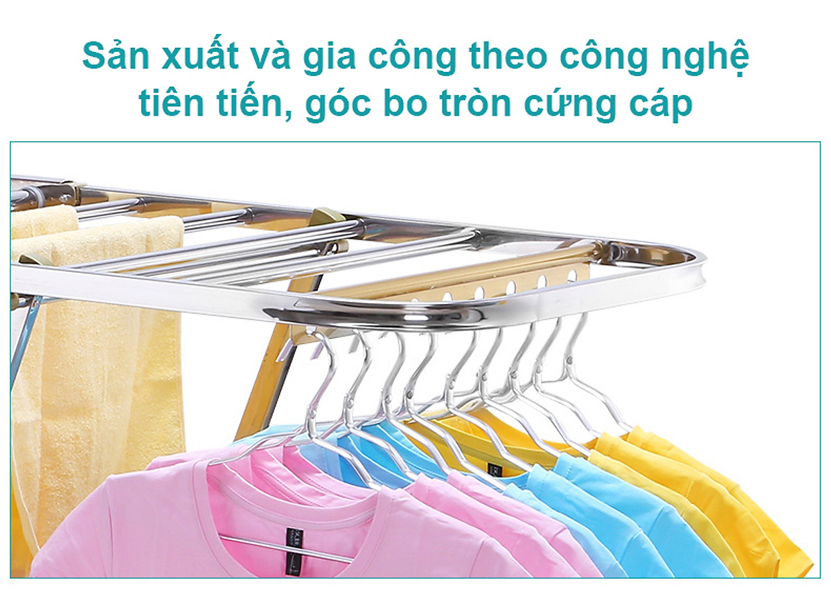 Giàn phơi để sàn - Giá phơi đồ có kệ phơi giày, vớ - NKT815B