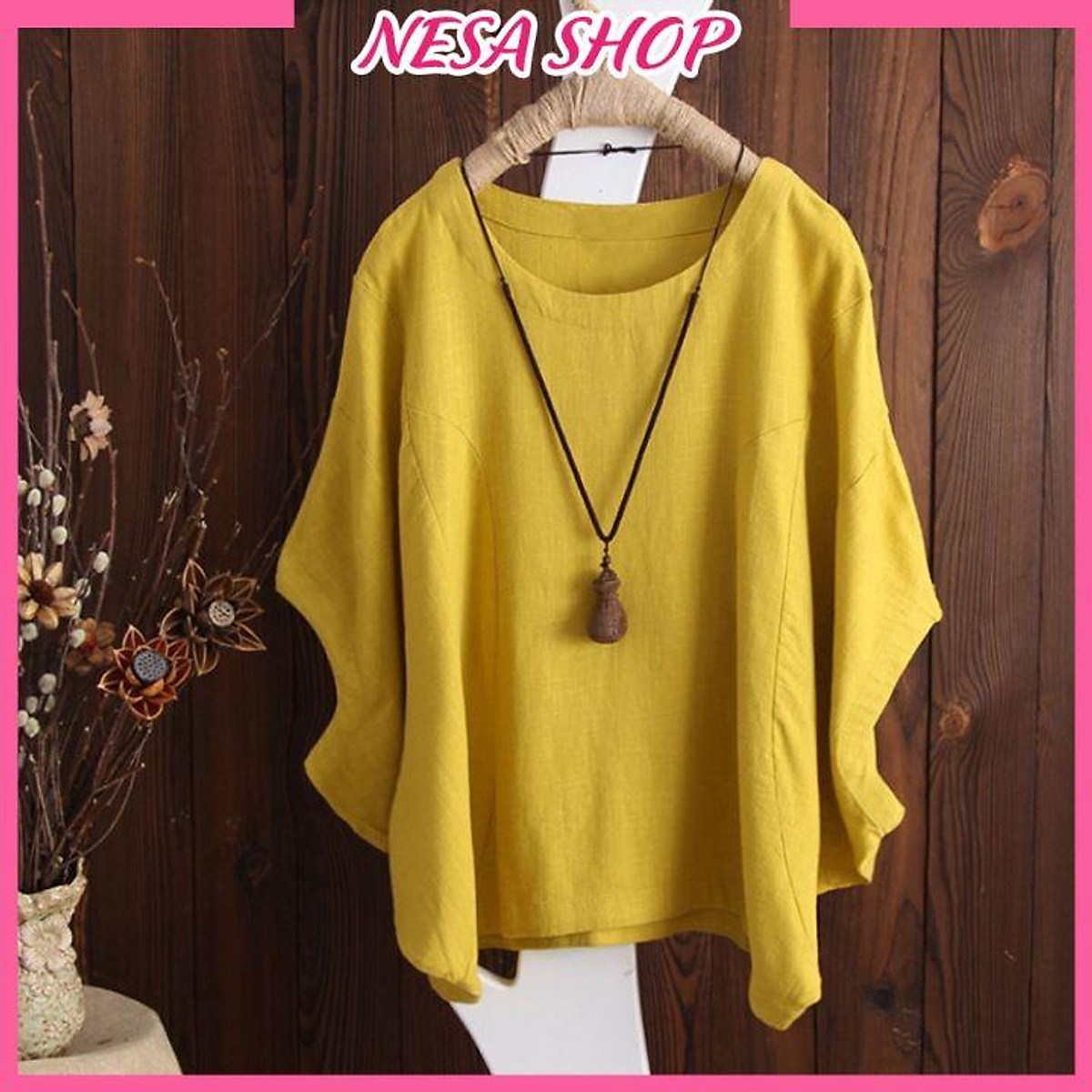 Áo kiểu nữ đẹp NeSa Shop, chất liệu đũi mềm mát, áo kiểu form rộng cánh dơi, thời trang nữ AKH.36