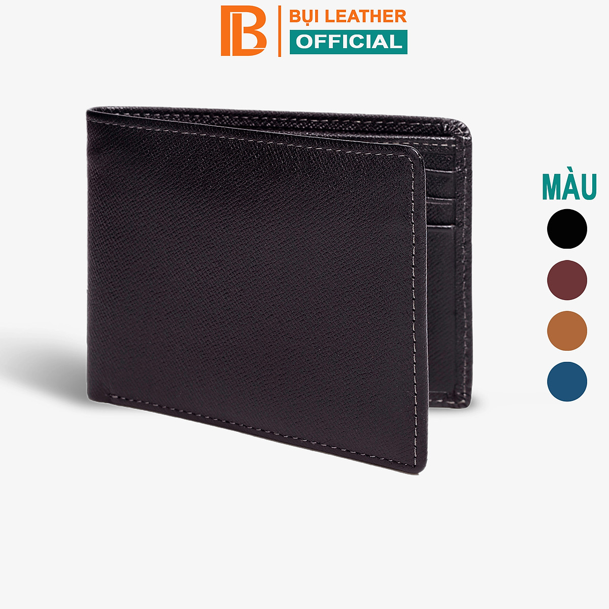 Ví nam, bóp nam da bò Saffiano Bụi Leather V140 - Bảo hành 12 tháng