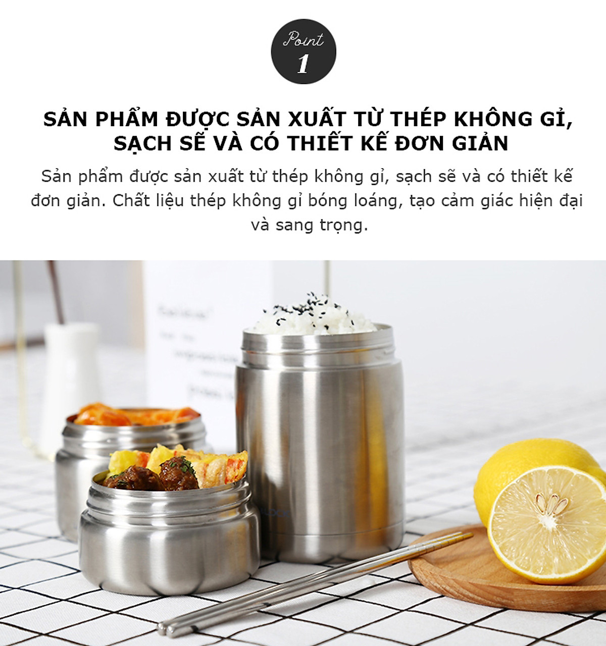 Bộ Hộp Cơm Giữ Nhiệt Thép Không Gỉ Lock & Lock LHC8031SLV - Bạc