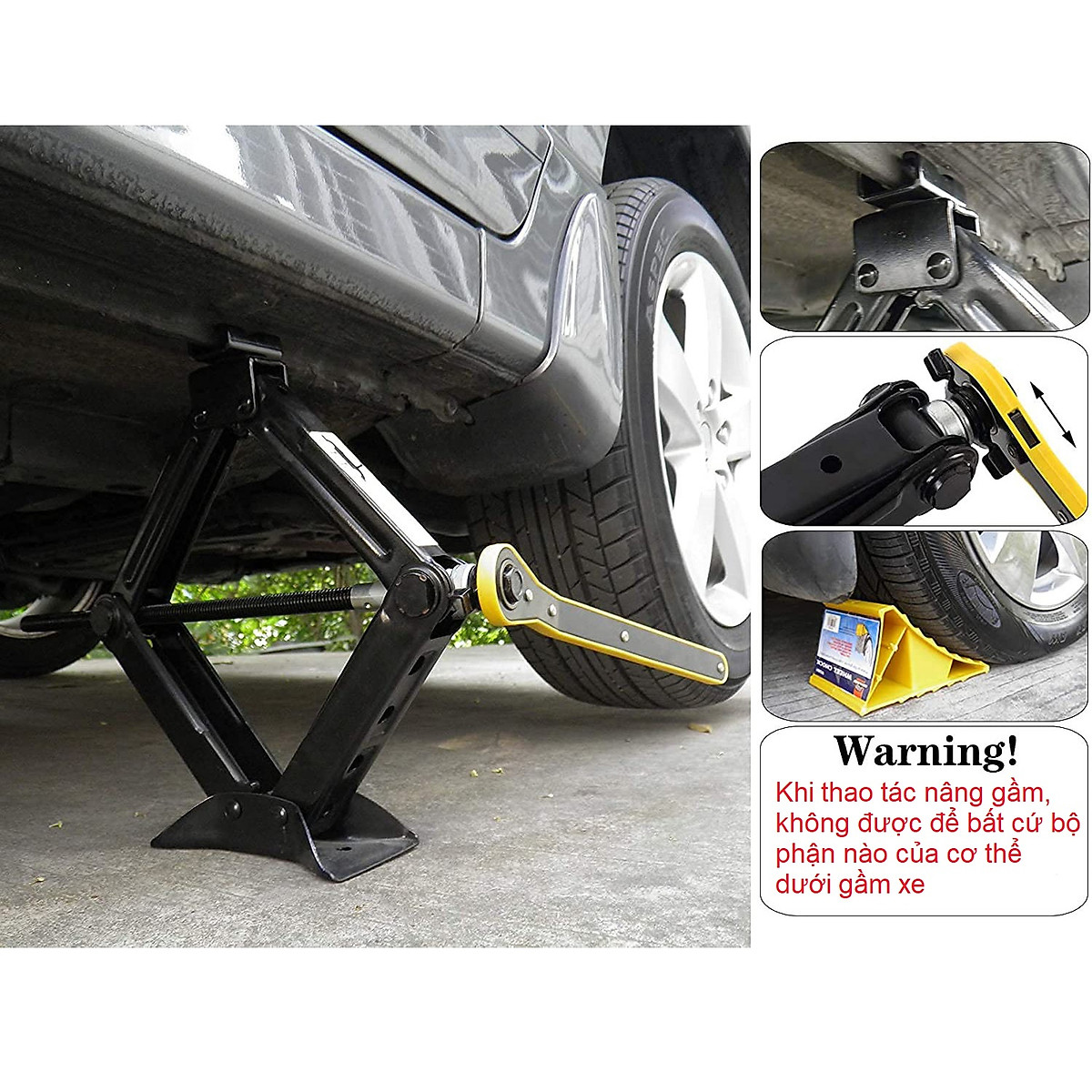 Kích nâng gầm xe ô tô - Kích lốp ô tô chữ A đầu bám xoay 360 độ - Tay siết lực cờ lê tròng tự động, tải trọng 2 Tấn