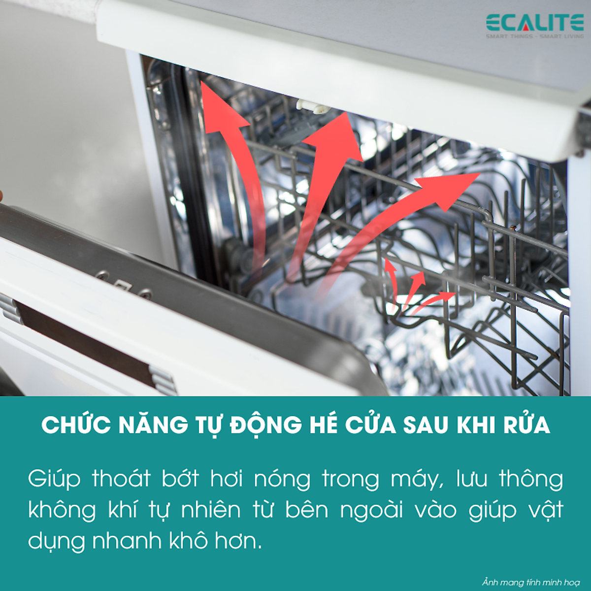 Máy Rửa Chén Độc Lập Ecalite EDW-SMS6015AS - 14 Bộ - 8 Chương Trình Rửa - Tự Động Hé Cửa - Hàng Chính Hãng