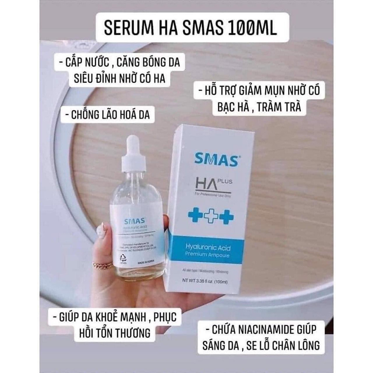 Serum Smas HA Plus Hỗ Trợ Dưỡng Ẩm Sáng Da 100ml - Serum