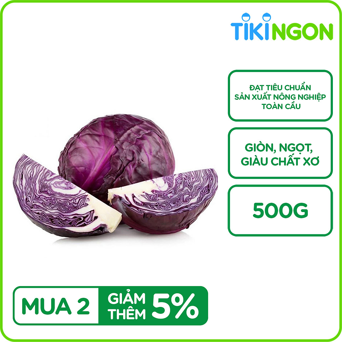 Bắp Cải Tím Đà Lạt 500g - Rau xanh, rau tươi