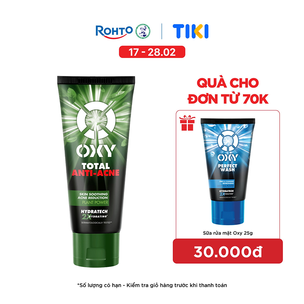 Sữa rửa mặt cho nam Oxy sạch sâu giảm mụn kiểm soát nhờn dạng kem Oxy Total Anti Acne 100g