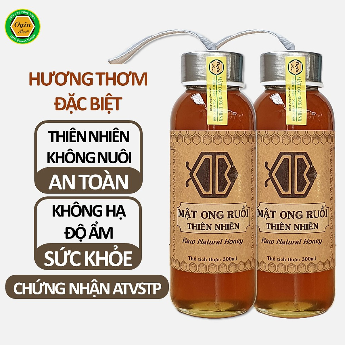Mật ong ruồi nguyên chất - 2 chai 300ml, Loại mật ong thiên nhiên ...