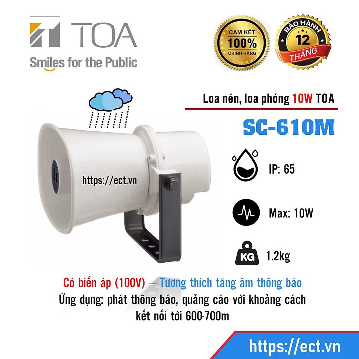 Loa phóng thanh 10W, loa nén 10W, loại có biến áp: TOA SC-610M ...