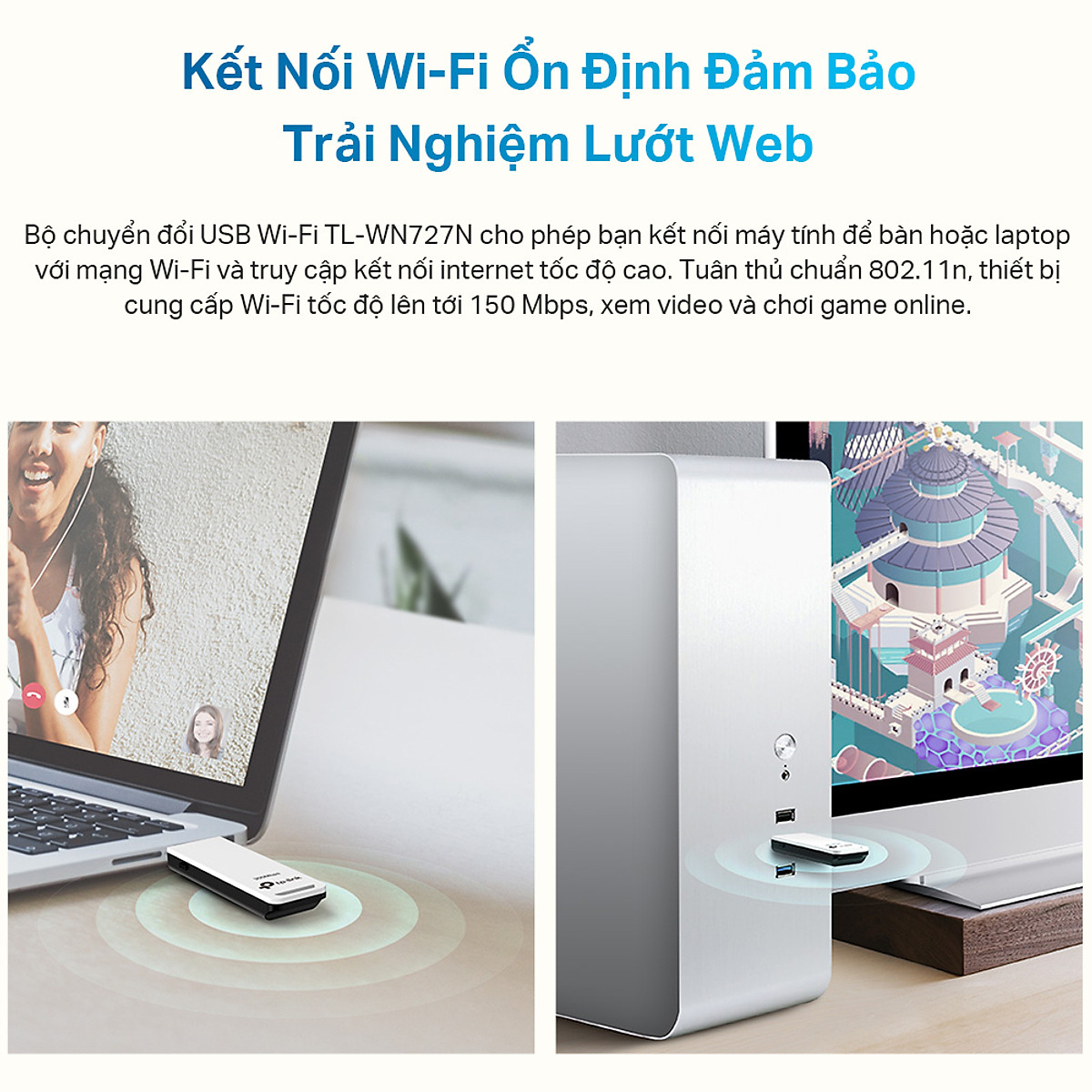 Bộ Chuyển Đổi USB Wifi TP-Link TL-WN727N Chuẩn N 150Mbps - Hàng Chính Hãng
