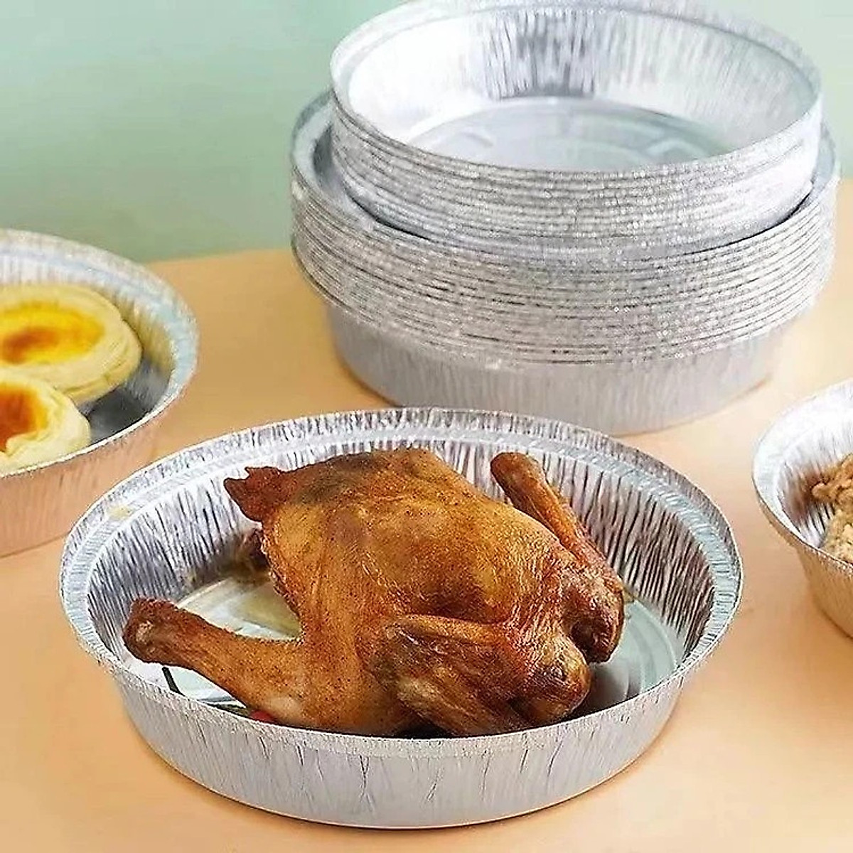 Bát Bạc Lót Nồi Chiên Không Dầu Cỡ 22cm Dày Cứng Tái Sử Dụng Nướng Nồi Chiên Không Dầu Đồ Nhà Bếp
