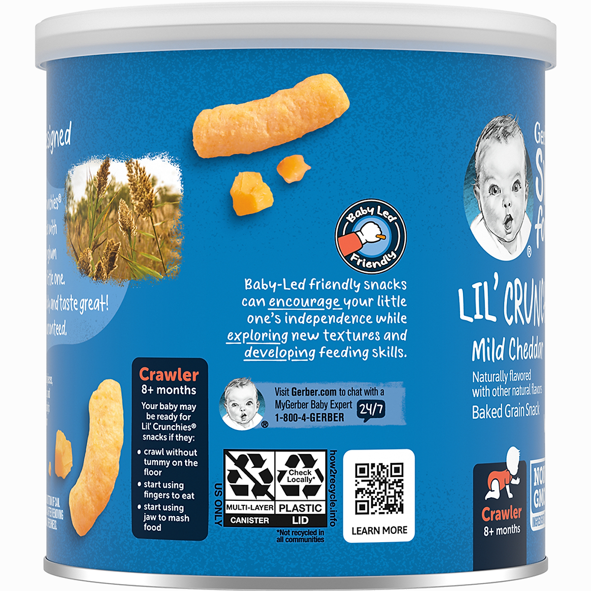 Thực Phẩm Bổ Sung Bánh Ăn Dặm Gerber Lil's Crunchies vị Phô Mai Mild Cheddar 42g dành cho trẻ trên 8 tháng tuổi