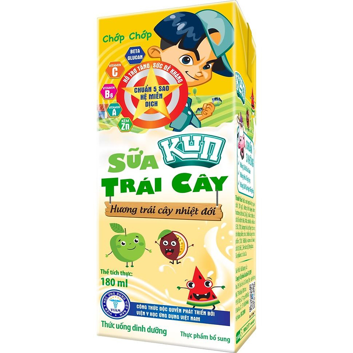 Thùng 48 Hộp Sữa Trái Cây Hương Trái Cây KUN 180ml/hộp(thẻ cào)