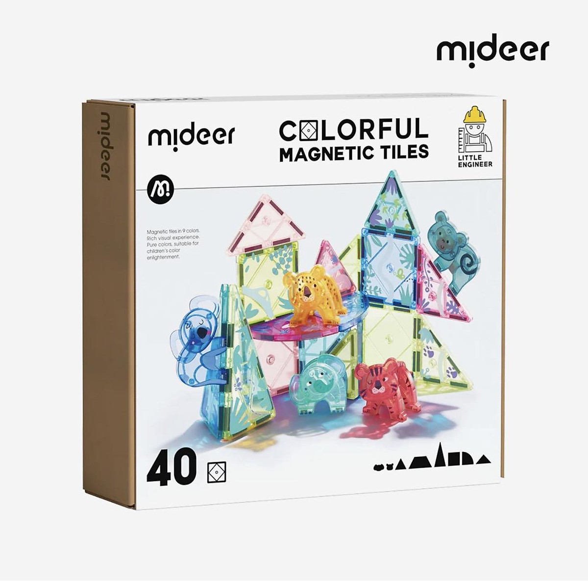 Đồ chơi xếp hình nam châm ánh sáng cầu vồng Mideer Colorful Magnetic Tiles cho bé từ 3 tuổi trở lên