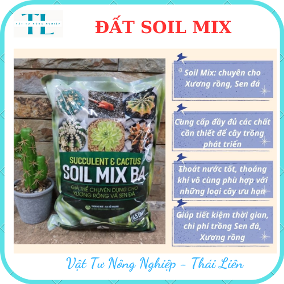 Đất Soil Mix chuyên trồng sen đá xương rồng kích rễ tăng trưởng ...