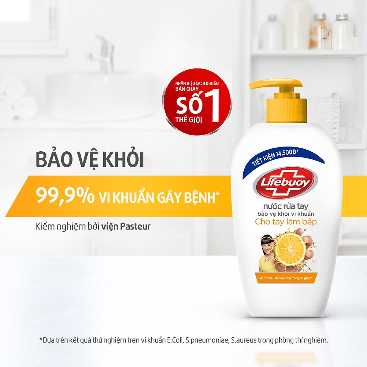 Combo 2 Nước Rửa Tay Lifebuoy Cho Tay Làm Bếp Giúp Khử Mùi Khó Chịu Và Bảo Vệ Khỏi 99.9% Vi Khuẩn Trên Tay Chai 450g