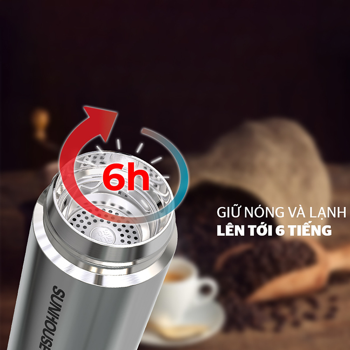 Bình giữ nhiệt inox 304 Sunhouse 450ml KS-TU450I
