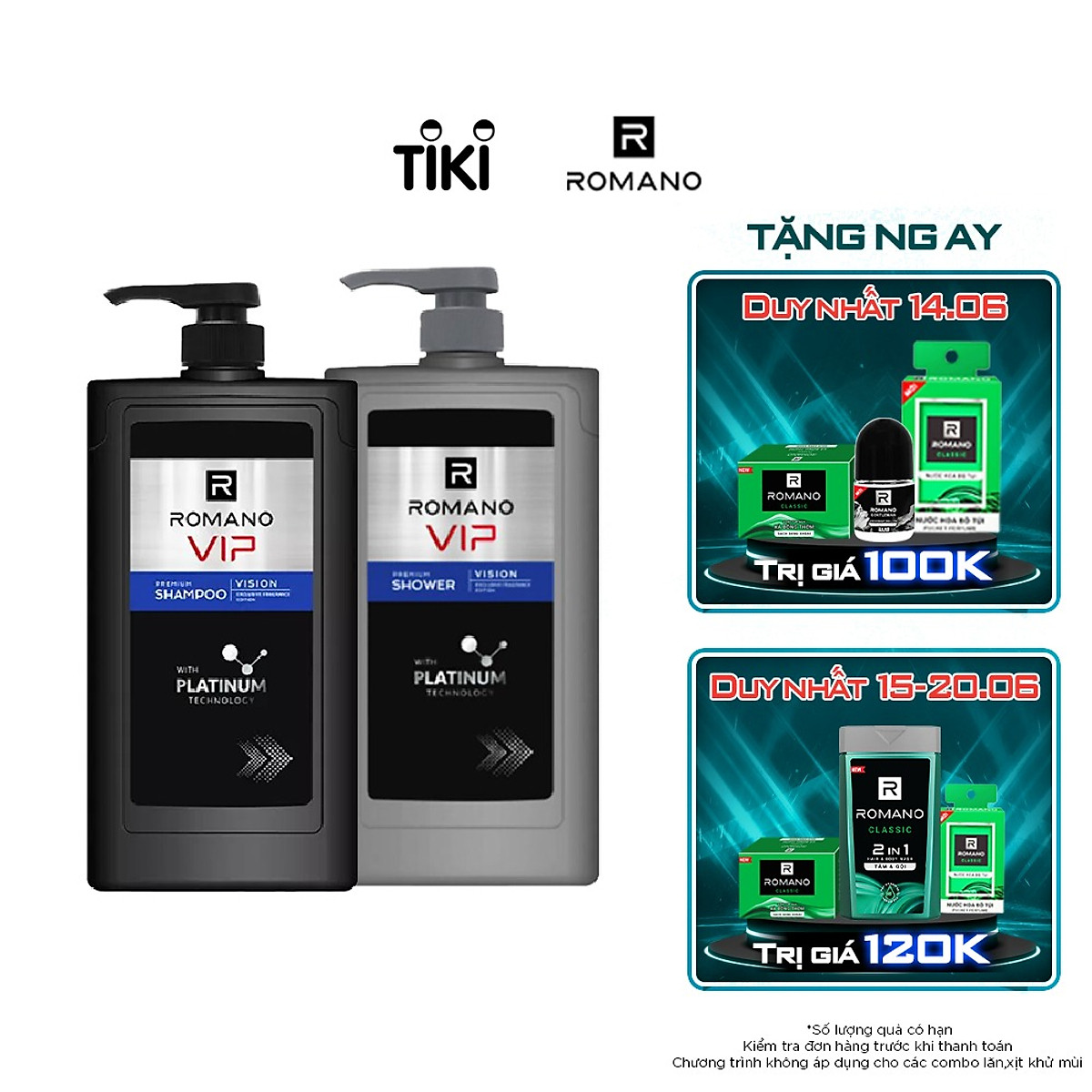 Mua Combo Dầu gội và Sữa tắm cao cấp Romano Vip Vision sang trọng cuốn ...