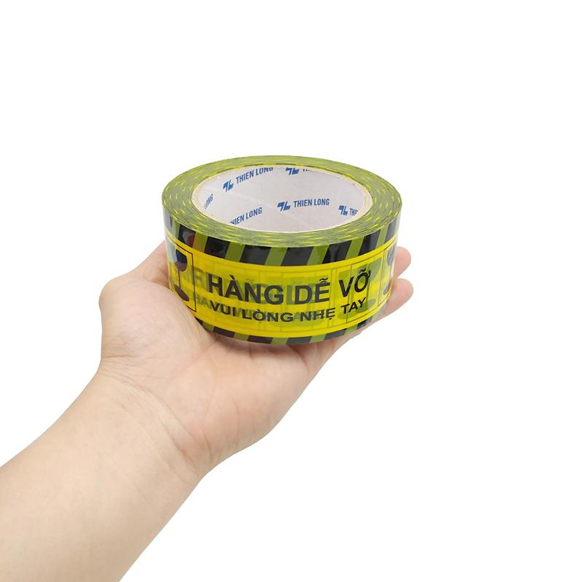 Băng Keo Hàng Dễ Vỡ - Fragile Handle With Care 80 m - Thiên Long BKD-002 - Màu Vàng