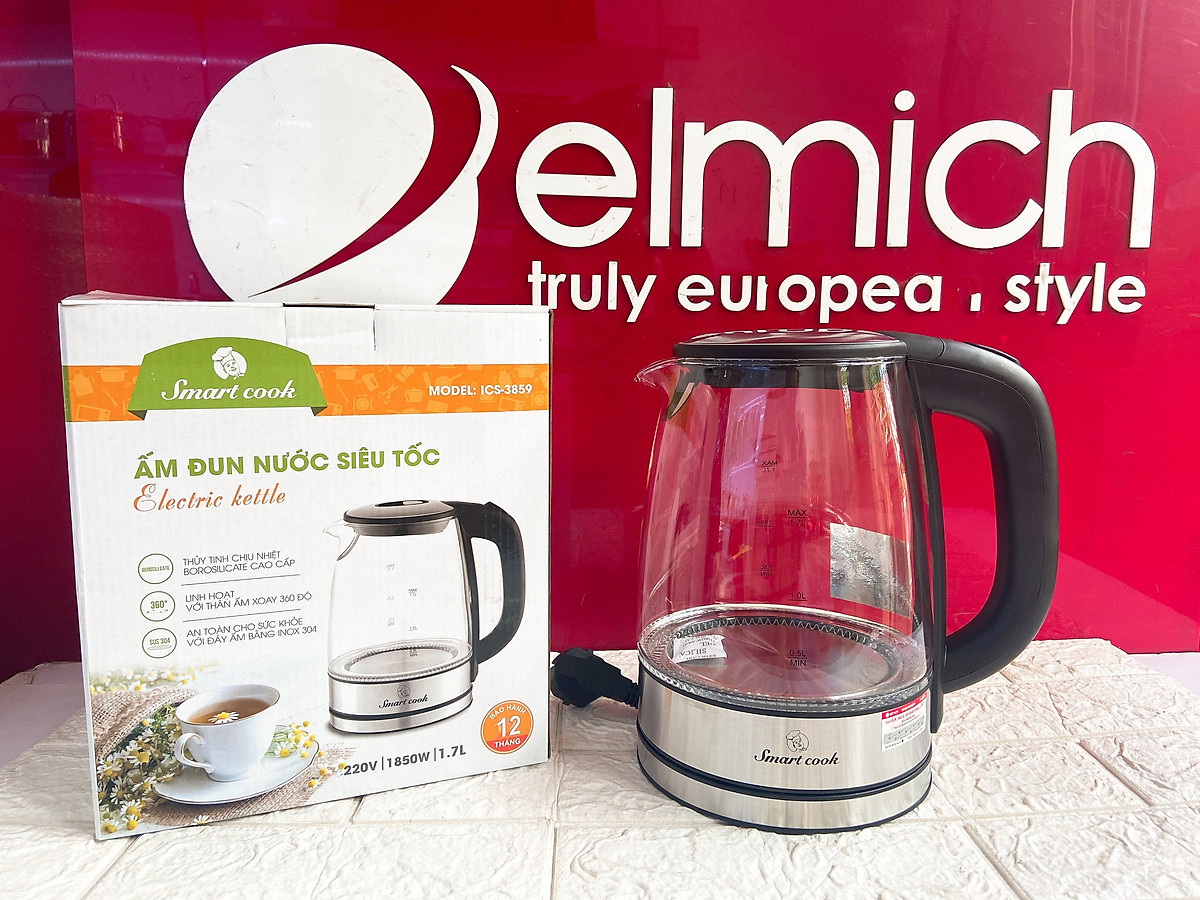 Ấm đun nước siêu tốc Elmich Smartcook ICS-3859 (1.7 Lít) - Hàng chính hãng