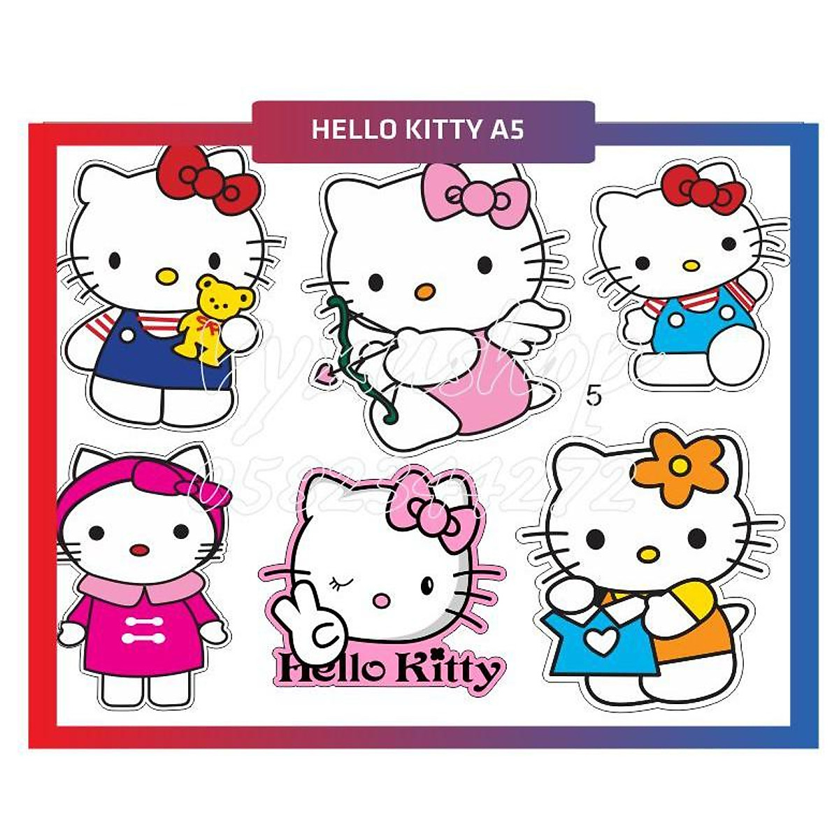 Combo 20 sticker decan Hello Kitty, decal ngoài trời không sợ mưa ...