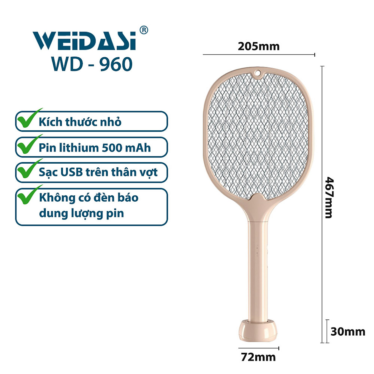 Vợt Muỗi kiêm Đèn Bắt Muỗi 2 trong 1 - Weidasi WD-955