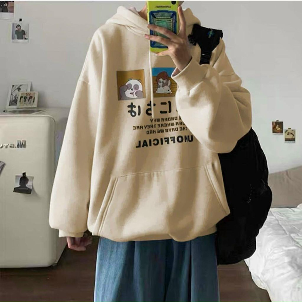 Áo Hoodie Gấu Panda Form rộng Unisex Nam Nữ Couple Chất Nỉ Bông Mịn In Đẹp Không Phai Tróc KUN
