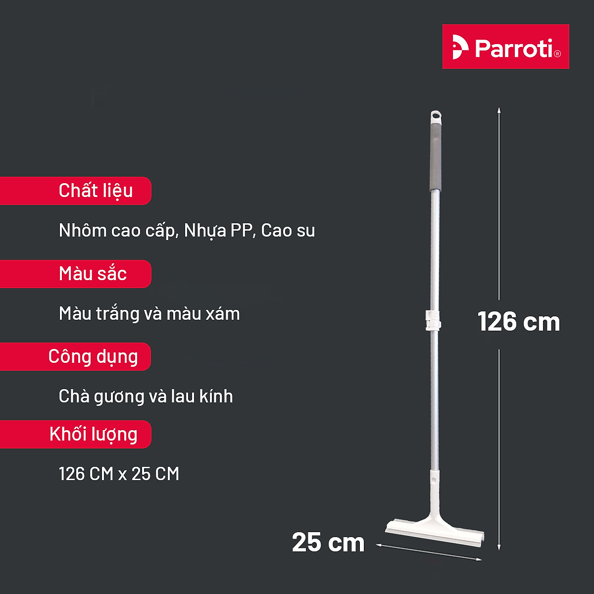 Cây lau kính, gạt chùi kính đa năng 2 đầu trong 1 - Parroti Shiny SN01