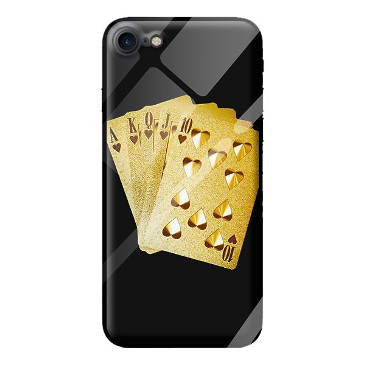 Ốp Kính Cường Lực Cho Iphone 7 Nền Đen Ách 3 - Hàng Chính Hãng