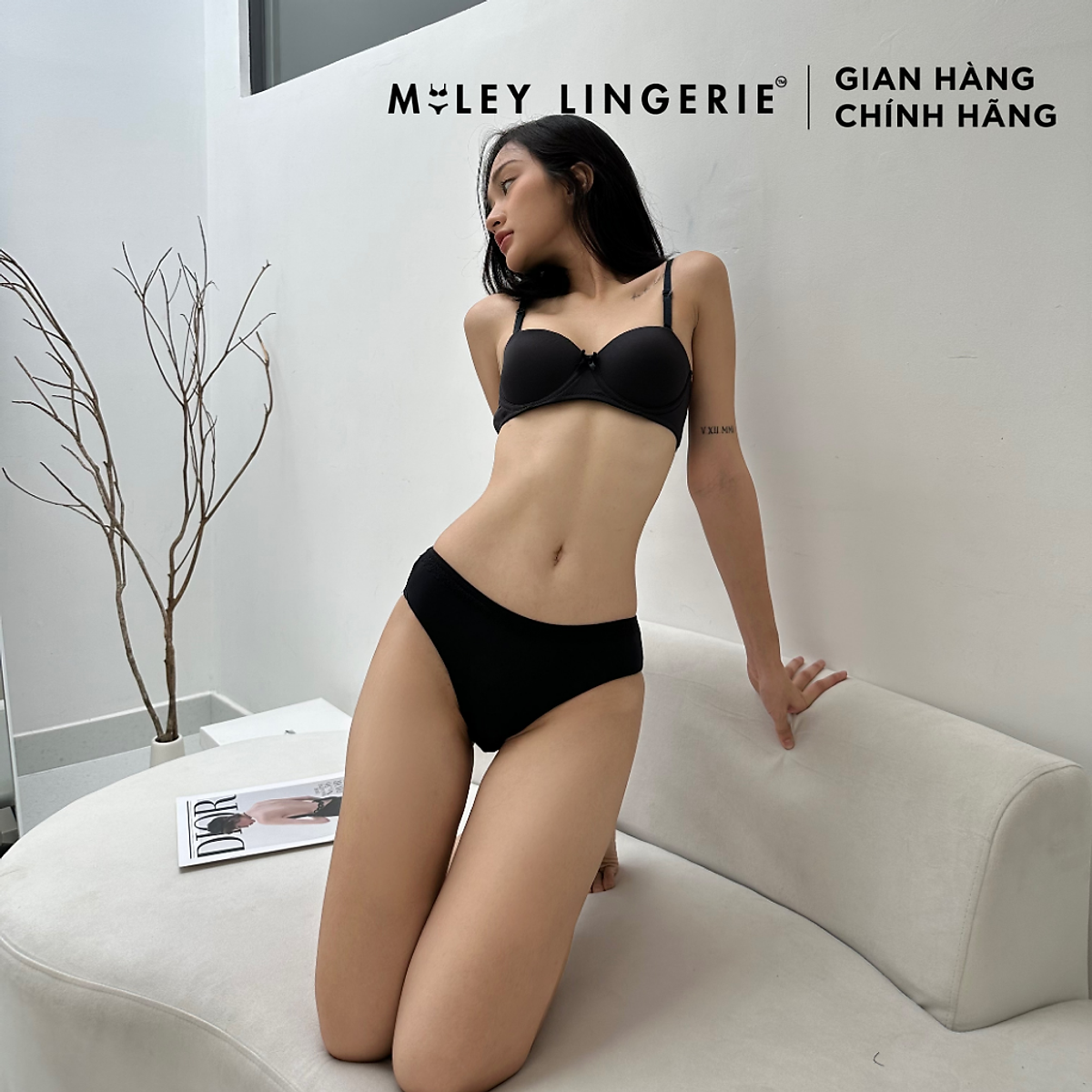 Áo Ngực Nữ Cúp Ngang Mút Mỏng Miley Lingerie - Đen BRM01102